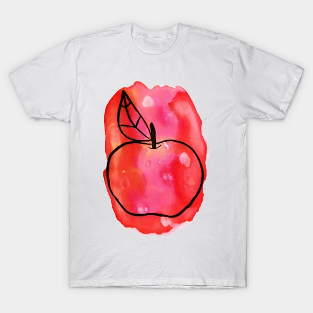 Red Apple Watercolor T-Shirt by saradaboru